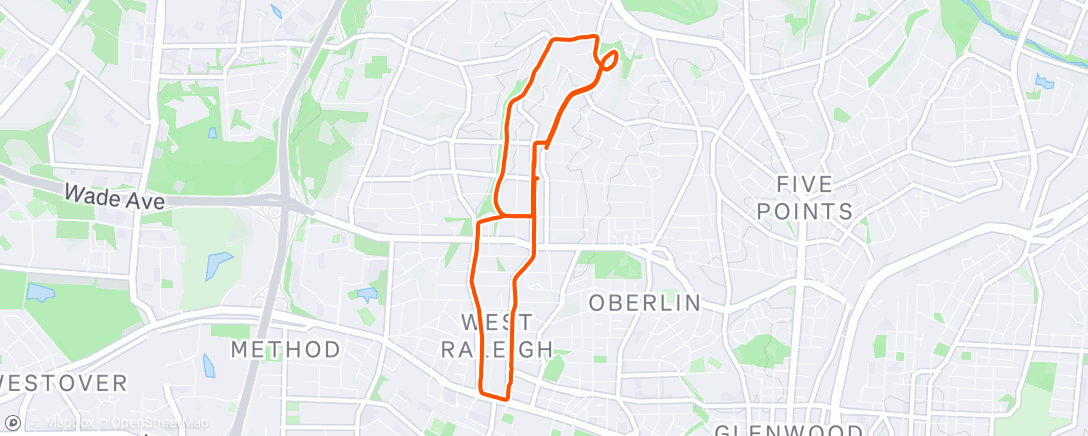 Map of the activity, Thursday Evening Run