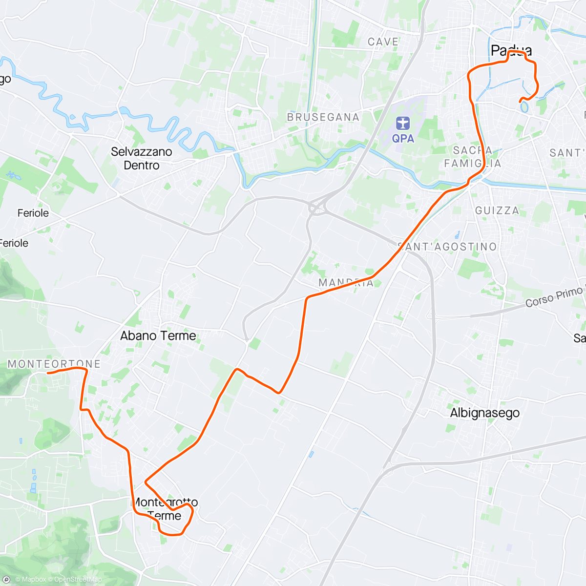 Map of the activity, Half marathon Padova