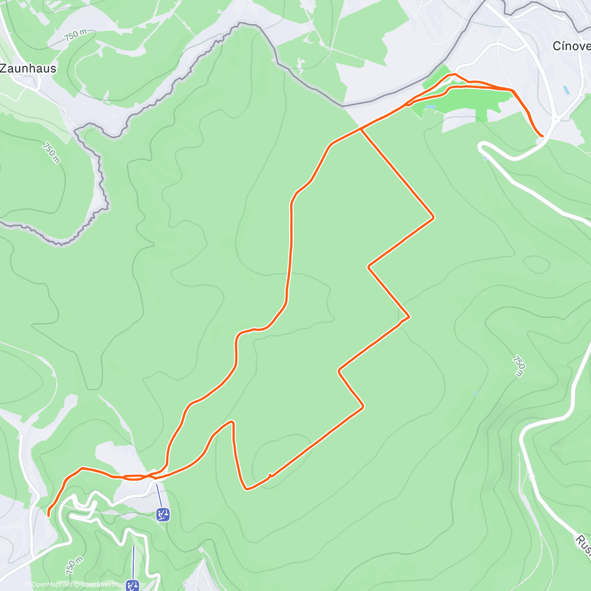 Mapa de la actividad (Podvečerní běžky Cínovec Vitiska Pramenac)