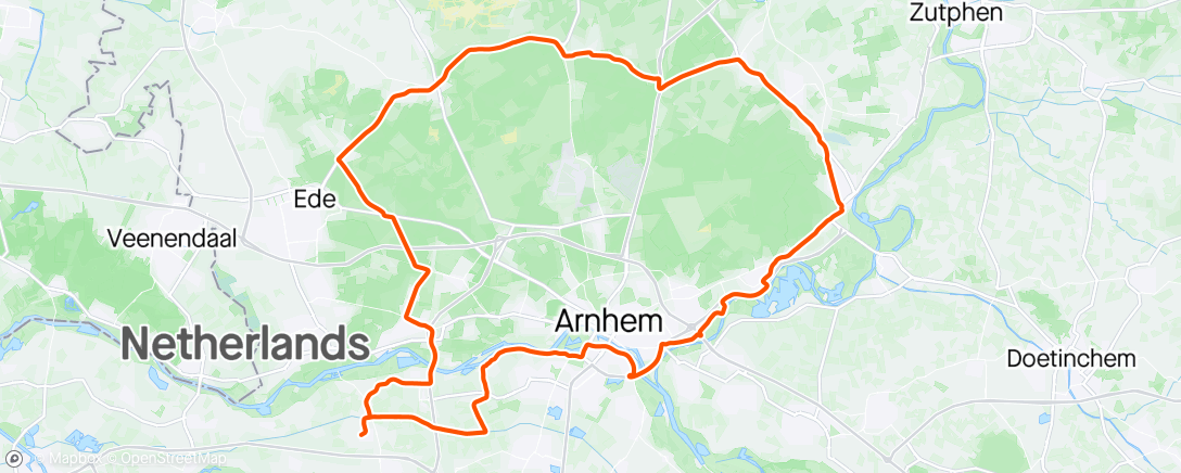 Map of the activity, Arnhem - Eerbeek - Hoenderloo - Zetten met FC Zetten