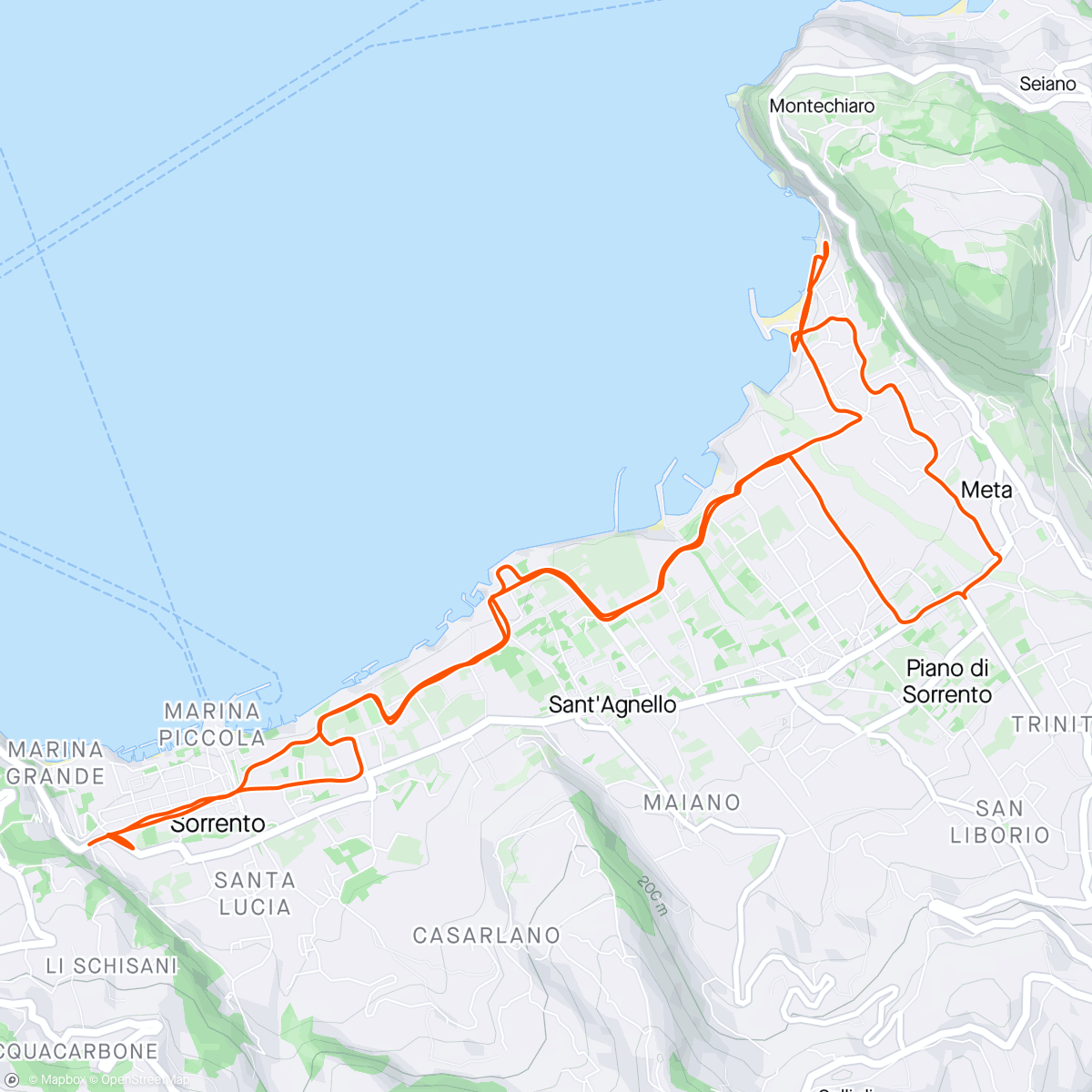 Map of the activity, ☁️ Sorrento to Meta 16km