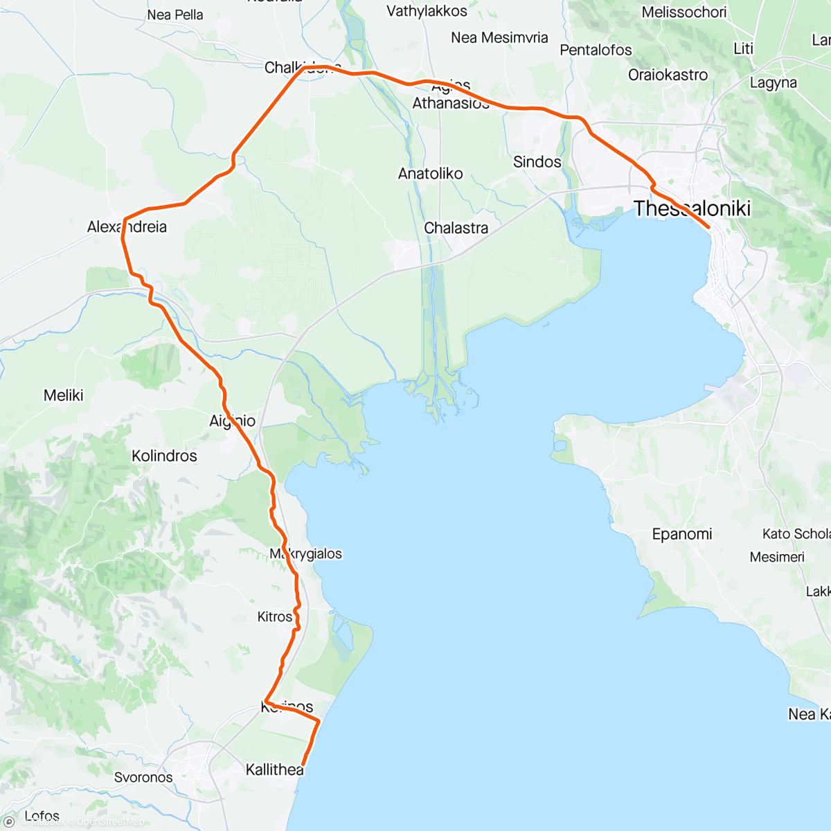 Map of the activity, Tour of Hellas. Stage 1