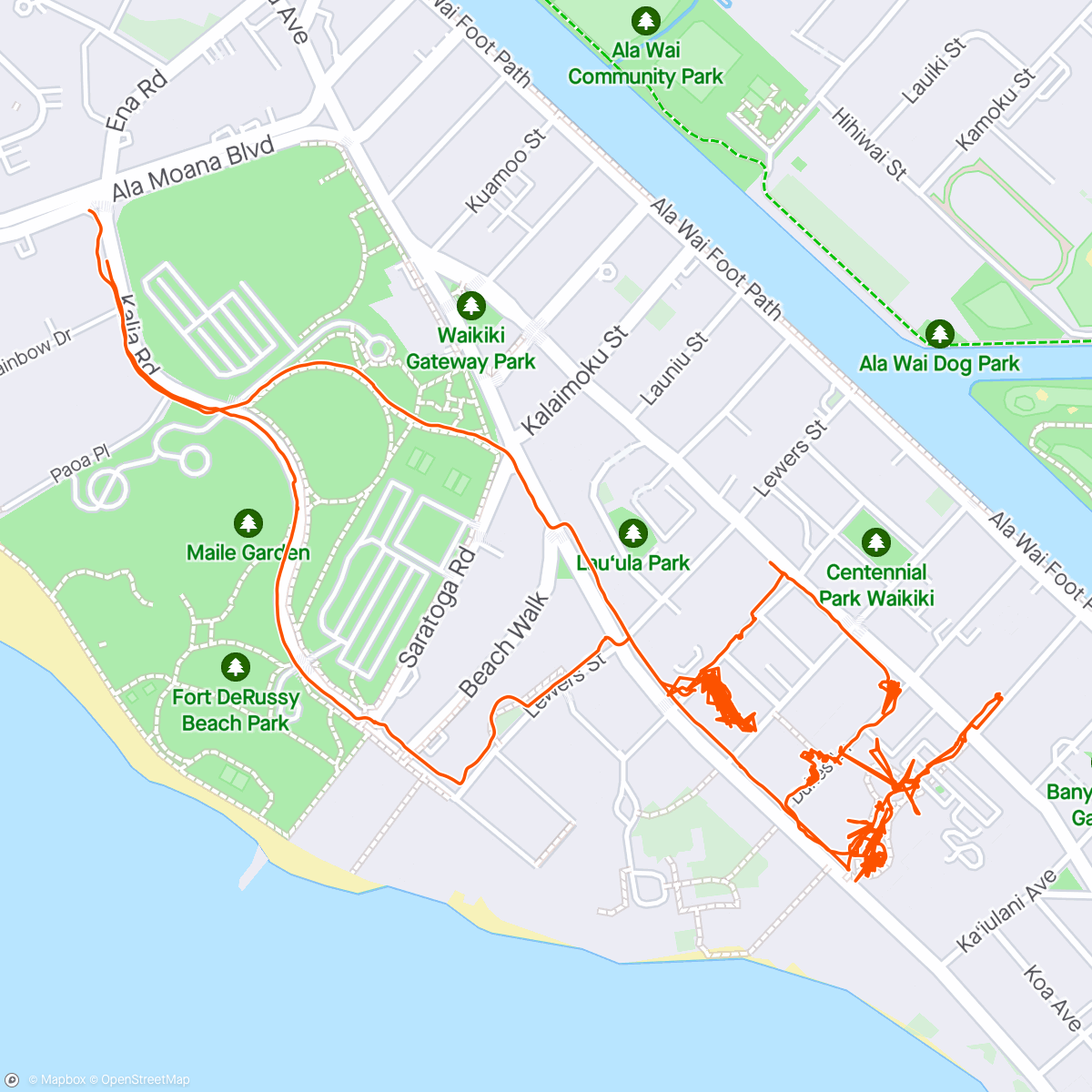 Map of the activity, Sunday Afternoon Walk,Honolulu