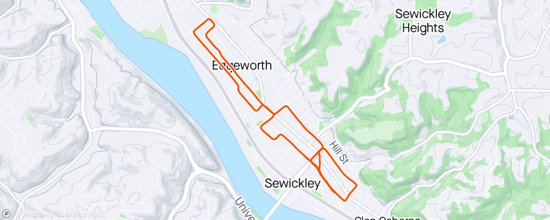 Map of the activity, Sewickley running group