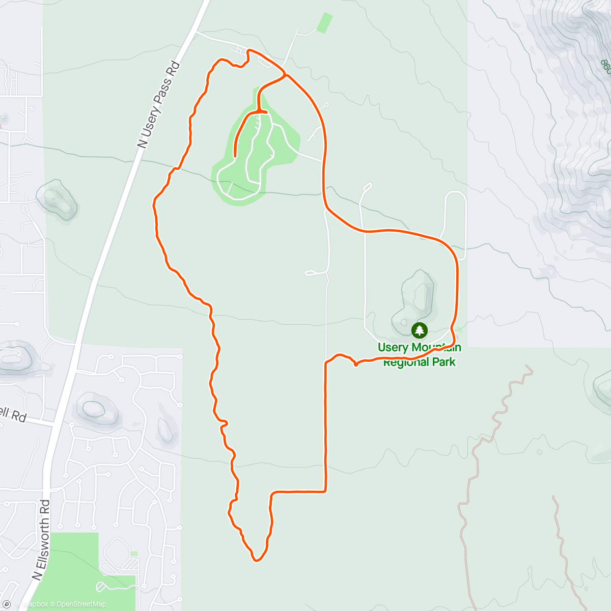 Map of the activity, Usery Mtn with Colton