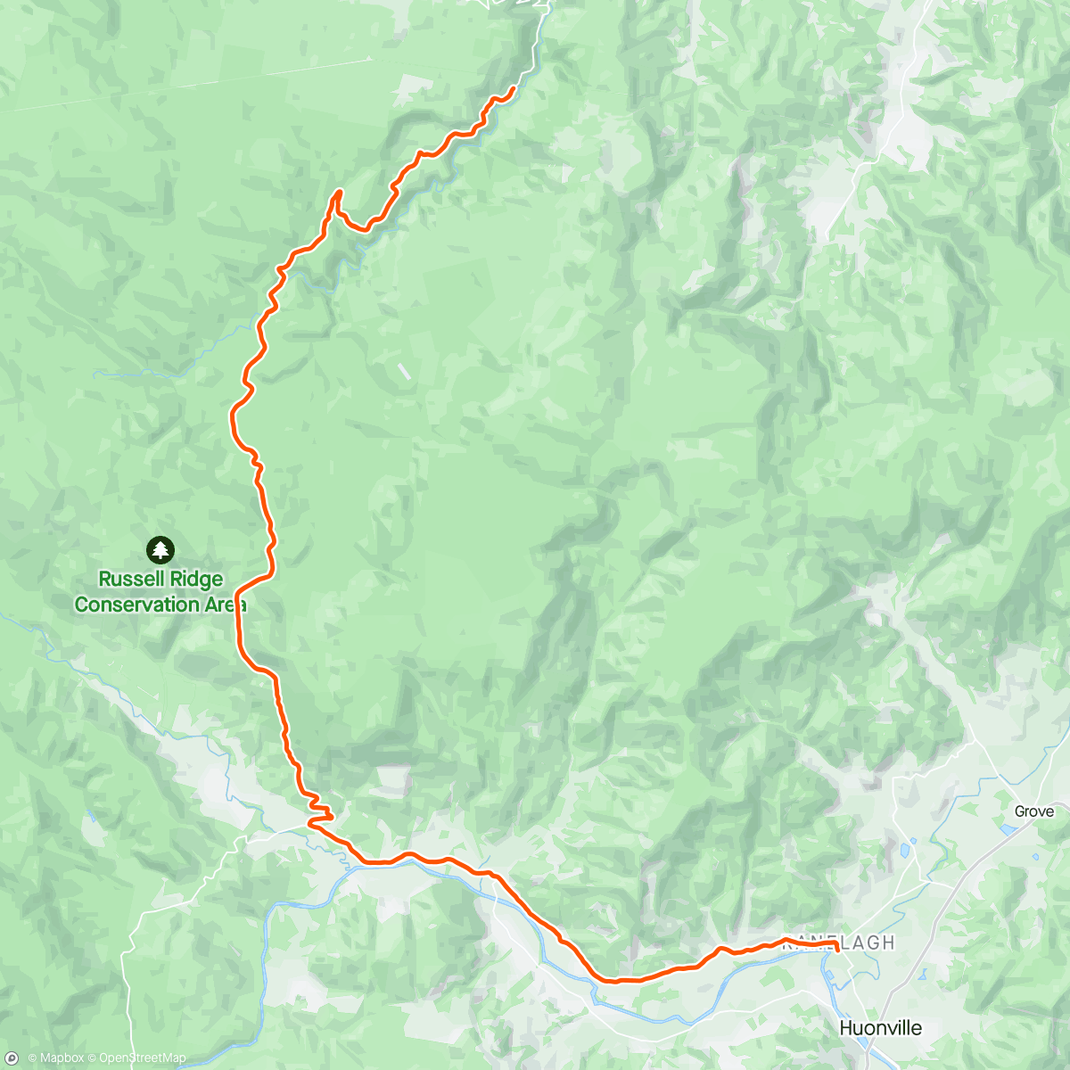 Map of the activity, Huon Valley -steep, hard gravel ride 🏔️