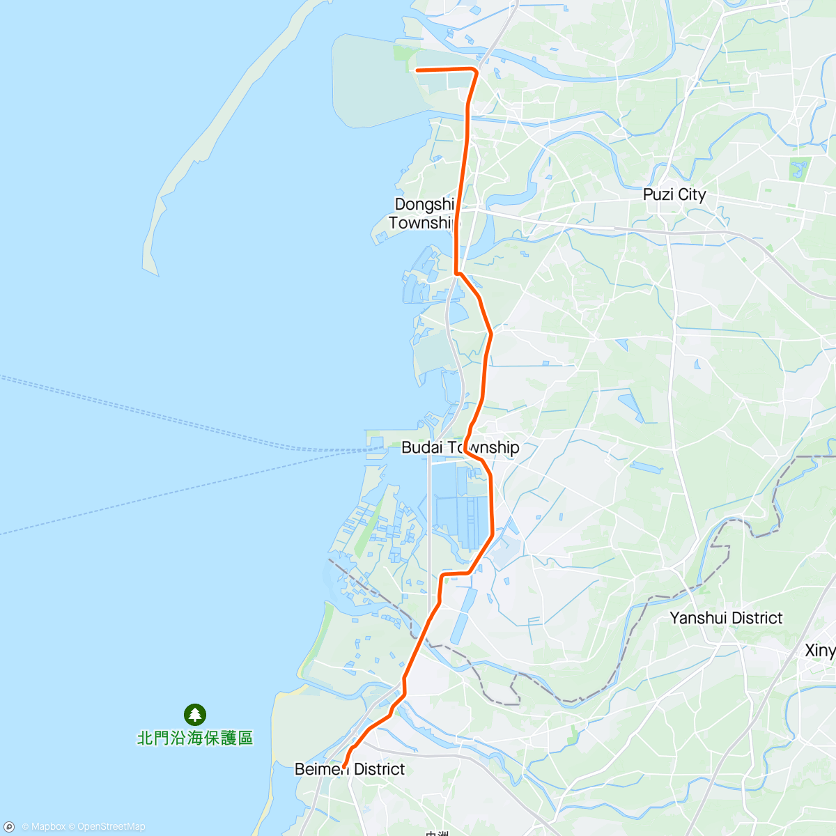 Map of the activity, ROUVY - Group Ride: Dongshi to Beimen | Taiwan