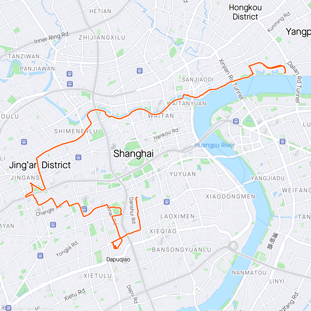 Map of the activity, Bike & Hike Shanghai