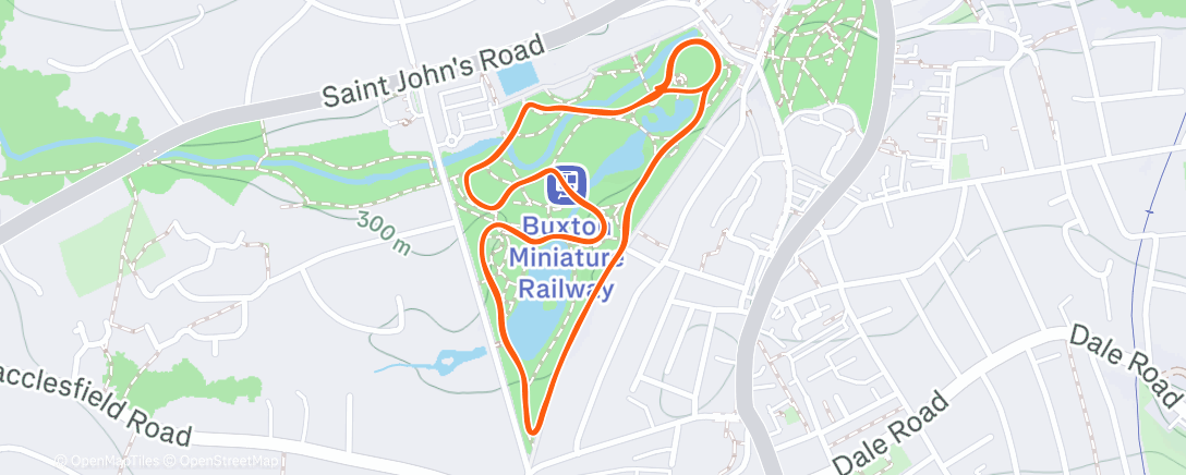 Map of the activity, Pavilion Gardens Parkrun 21:54