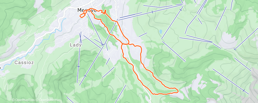 Map of the activity, Course à pied le midi