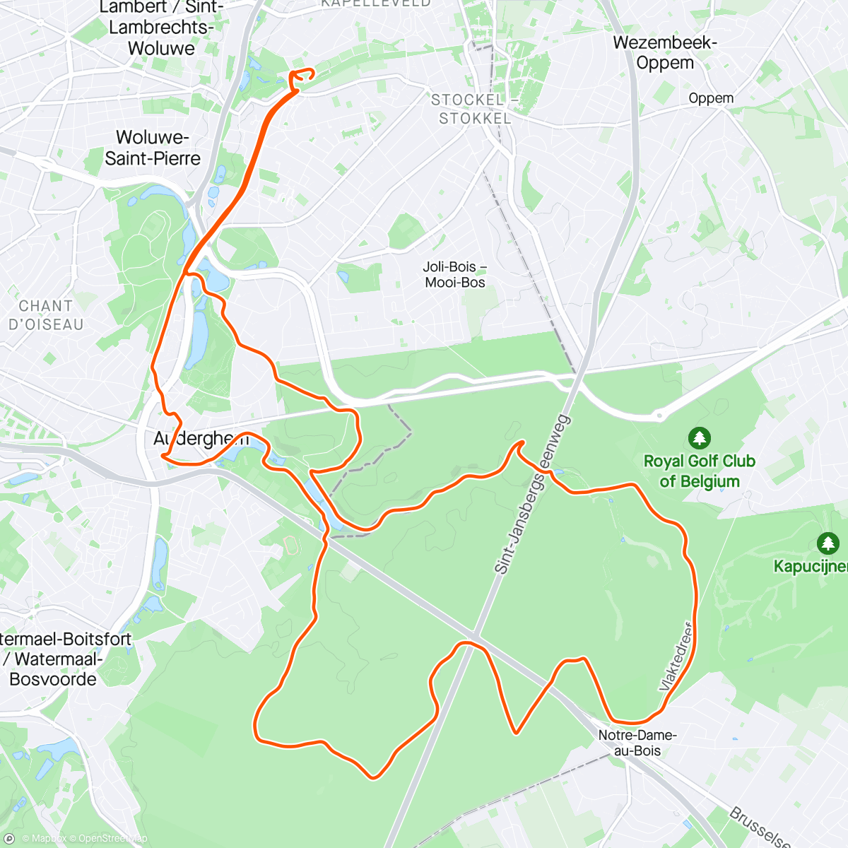 Map of the activity, Trail de Woluwe