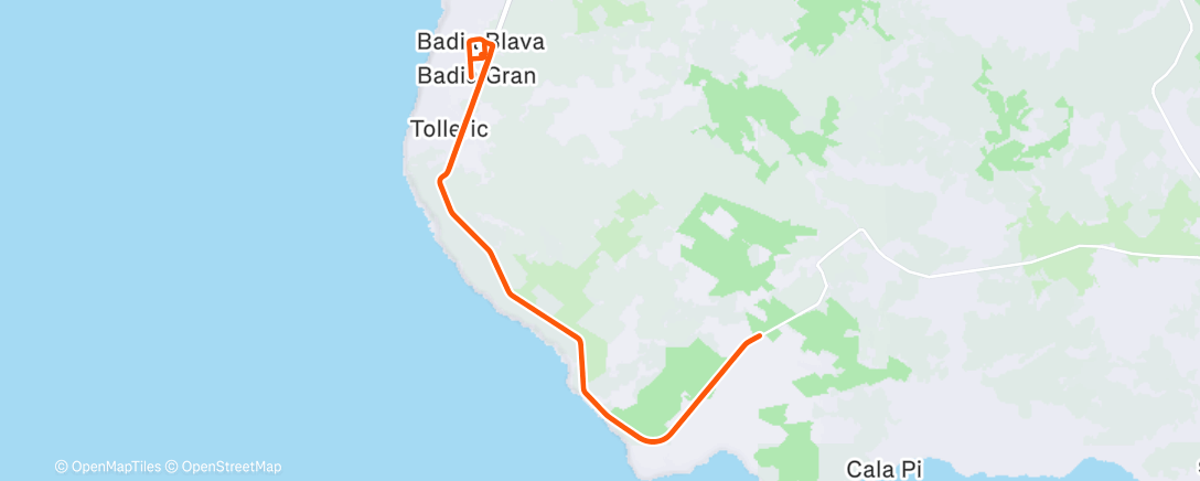 Map of the activity, Vuelta ciclista por la tarde