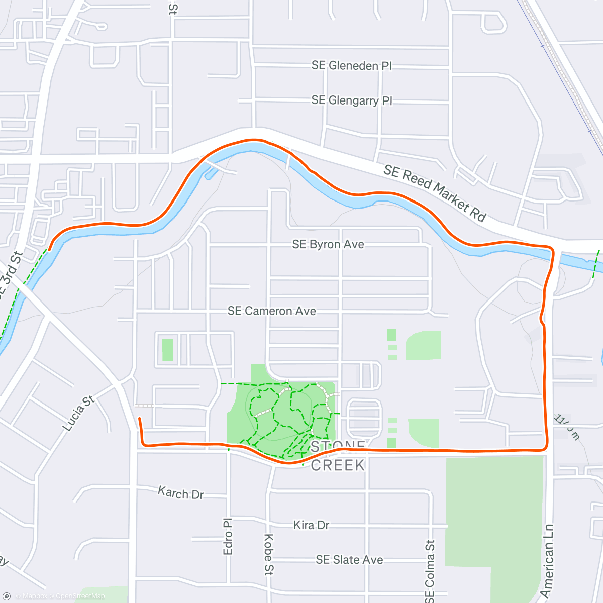 Map of the activity, Afternoon Run