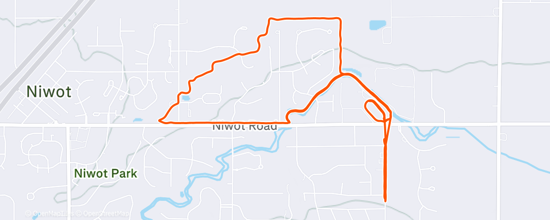 Map of the activity, 4 sets of 60s, 40s, 20s hills