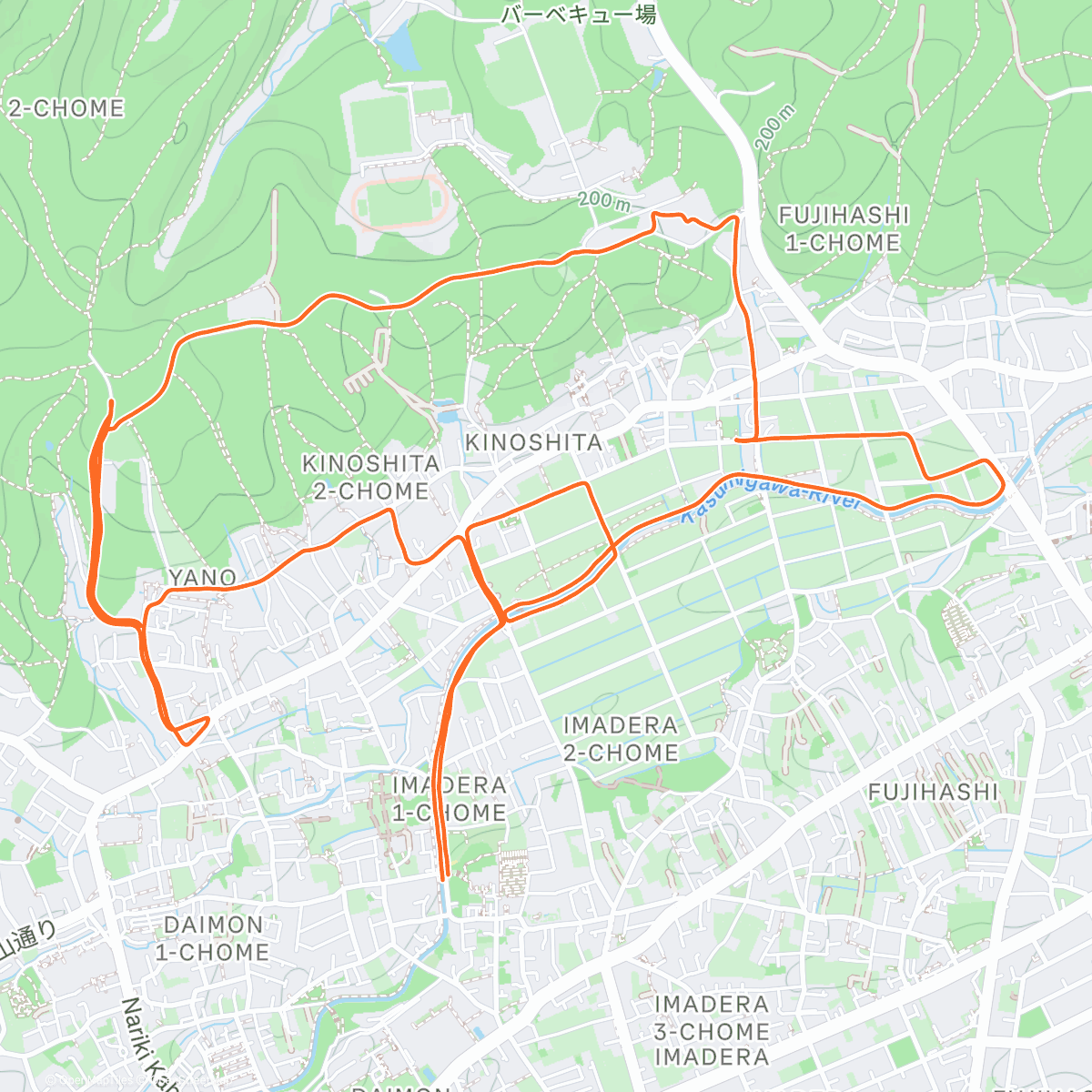 Map of the activity, 8x400m坂ダッシュ💨