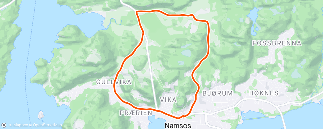 Map of the activity, Joggegruppe Namsosløpet