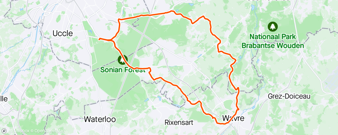 Map of the activity, Tour de Wavre