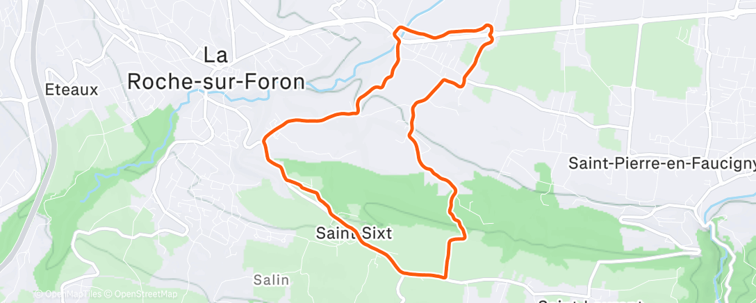 Карта физической активности (Course à pied dans l'après-midi)