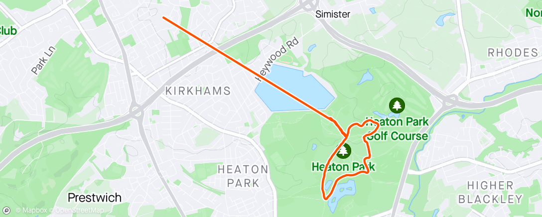 Map of the activity, Early morning 🐶 mooch round Heaton Park