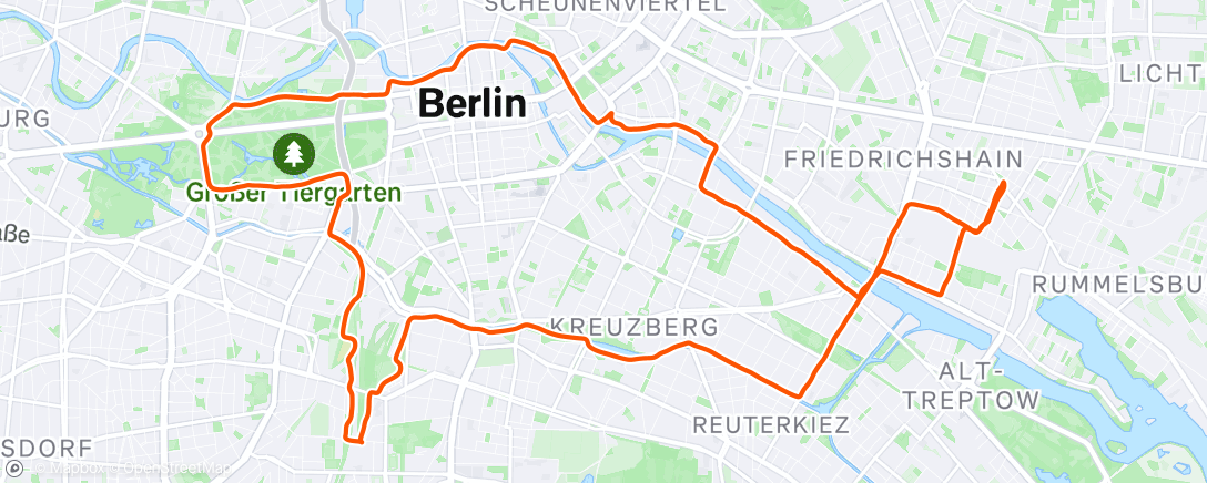 Map of the activity, Afternoon Run