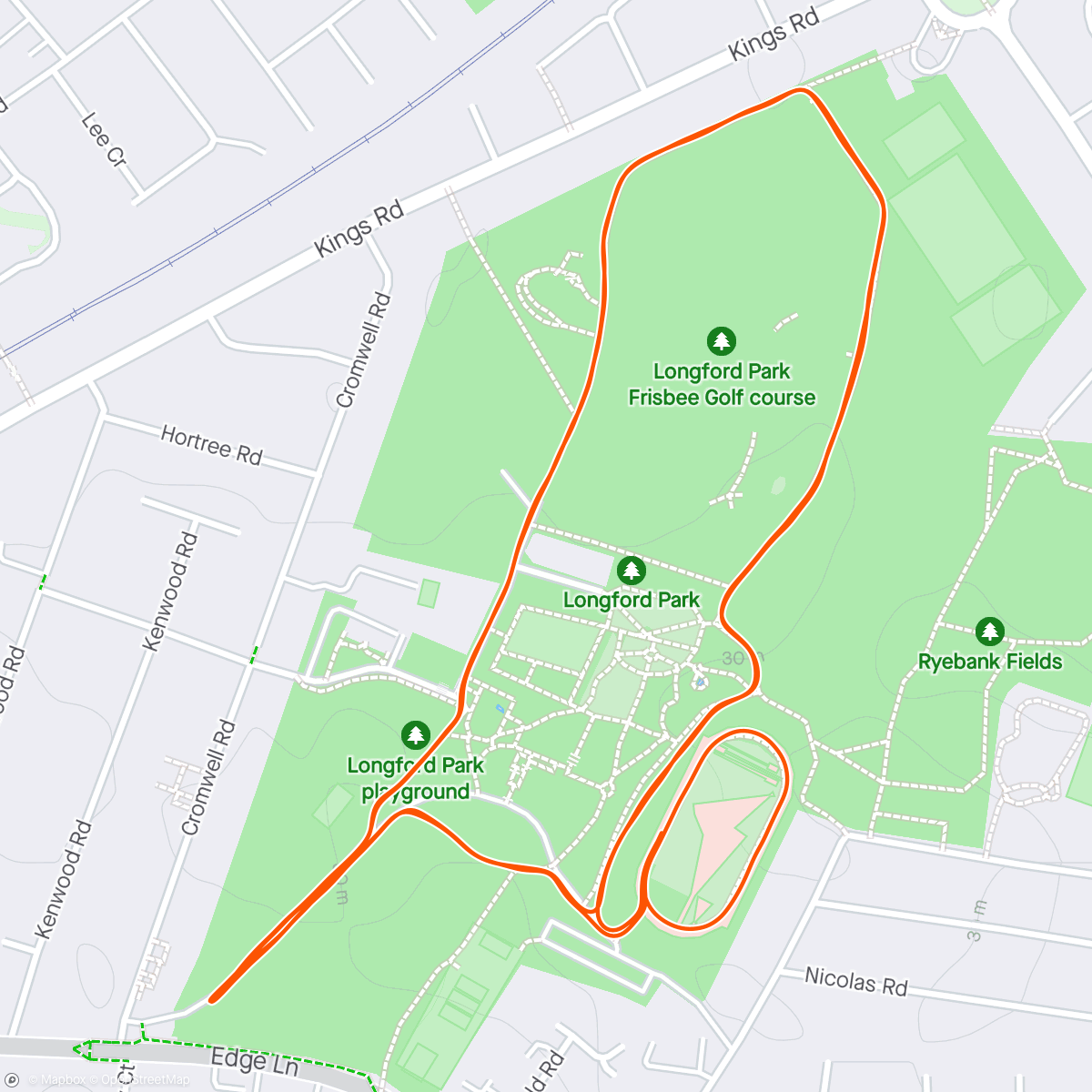 アクティビティ「Stretford Park Run with Carl, Lee & Paul」の地図