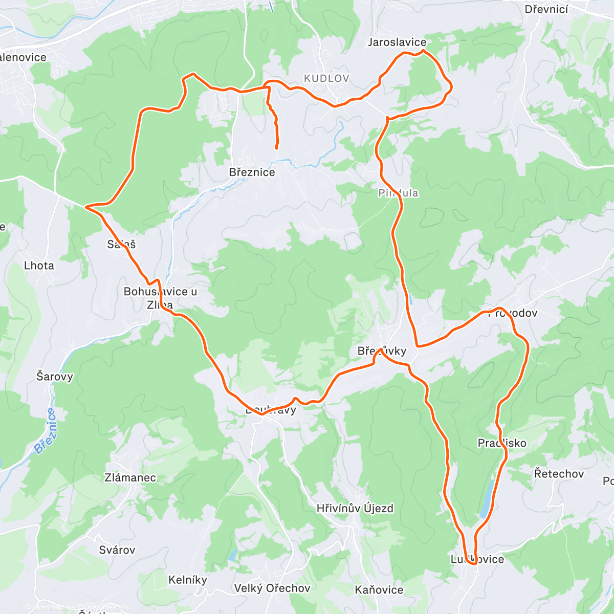 Карта физической активности (Kudlov -> Pasekarska -> Provodov -> Salas)