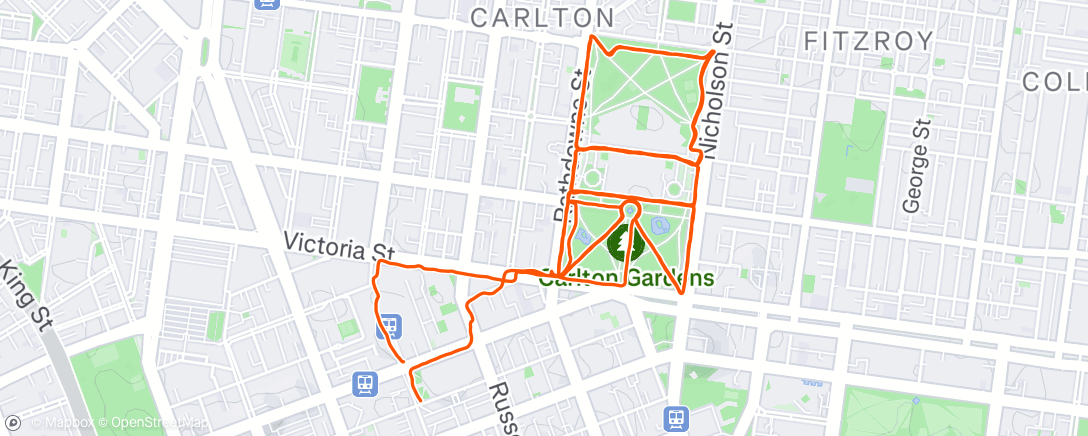 Map of the activity, Afternoon Run