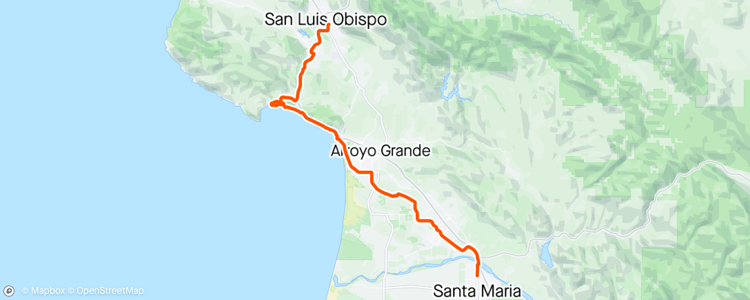 Map of the activity, SLO to Santa Maria - Day 1