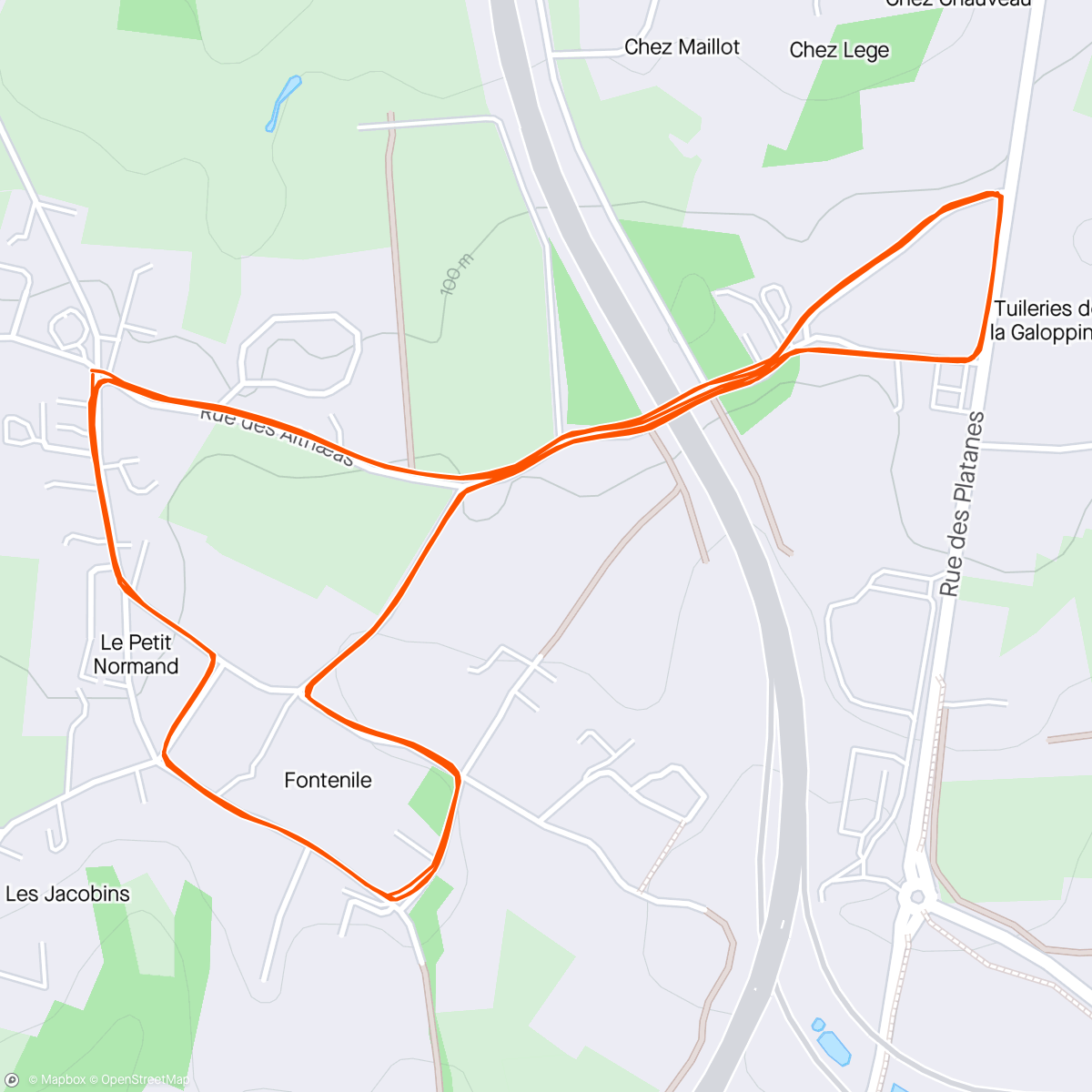 Map of the activity, Course à pied dans l'après-midi mixte Z1 Z2 Z3( bonnes sensations)