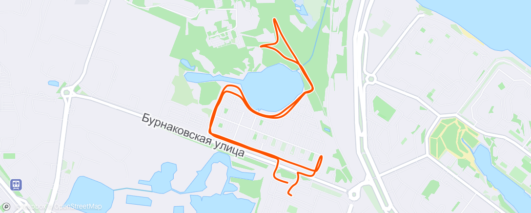 Map of the activity, Лёгкий бег и ускорения по 200 метров