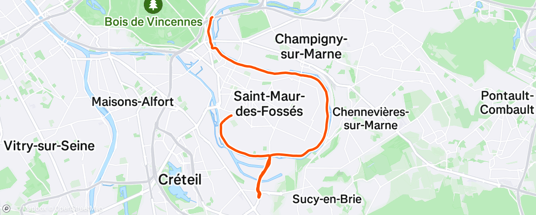 Map of the activity, Course à pied matinale