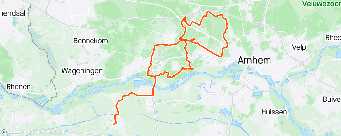 Map of the activity, MTB Route Oosterbeek - Arnhem