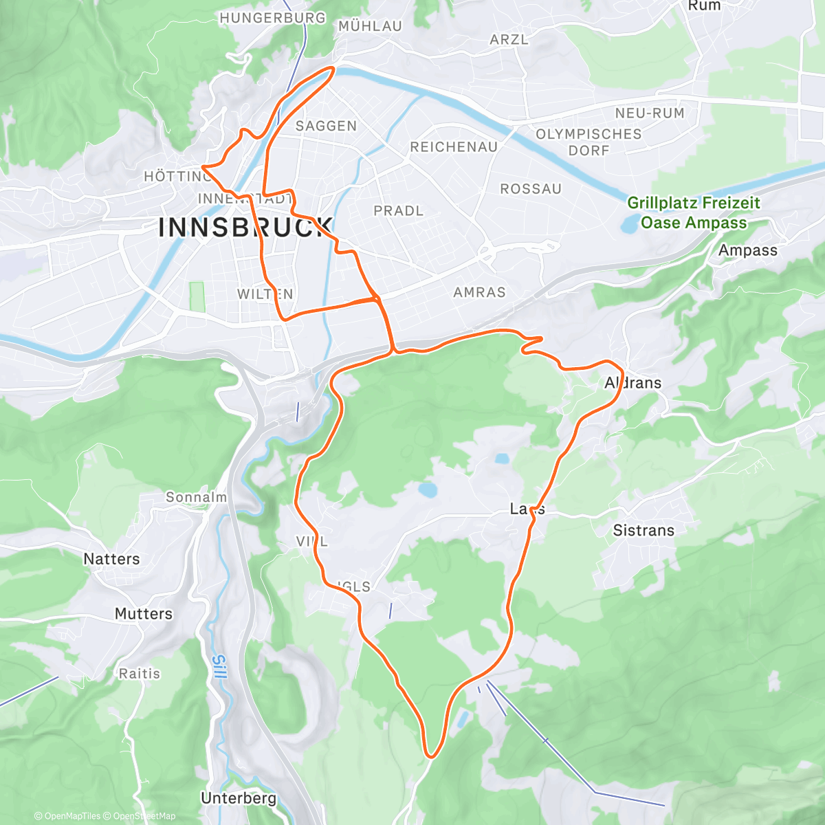 Map of the activity, Zwift - Random lengths on Innsbruck KOM After Party in Innsbruck
