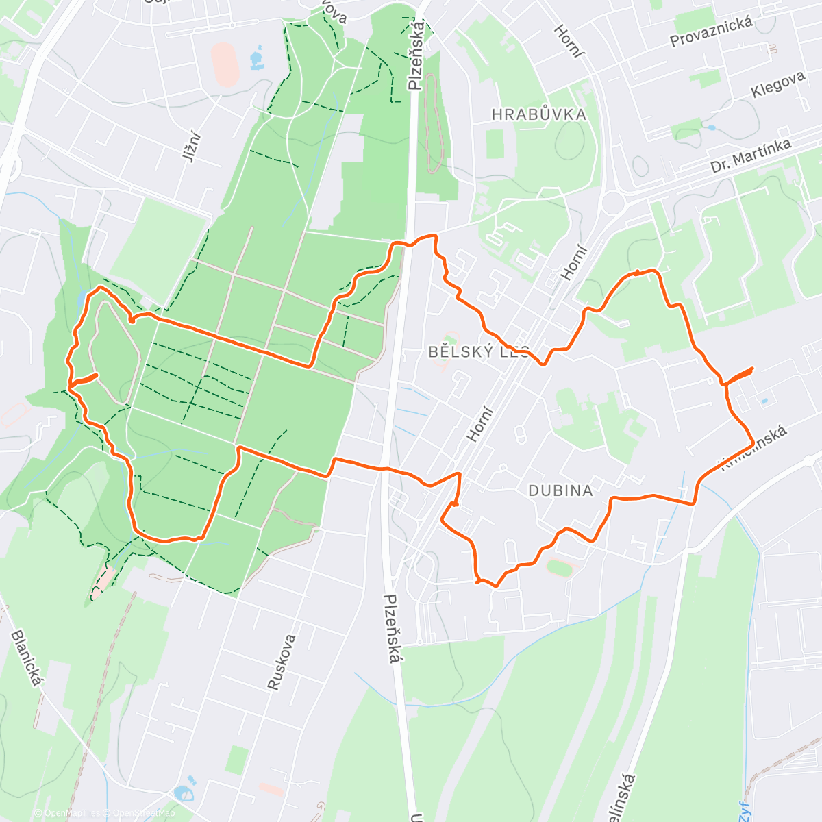 Map of the activity, Nové trasy v lese jsou hotové, parádní poběhání na začátek zimy!