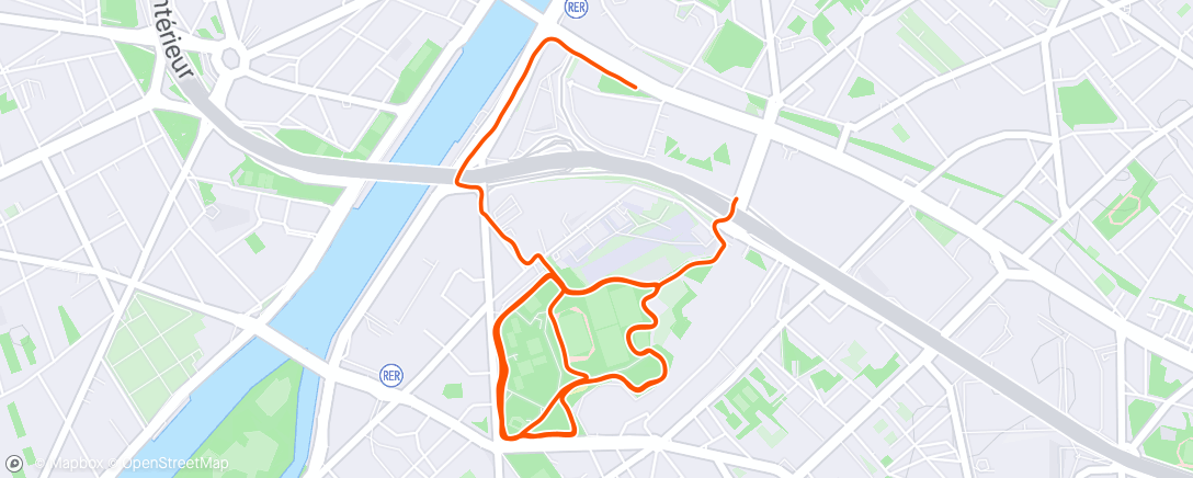 Map of the activity, Course à pied le midi