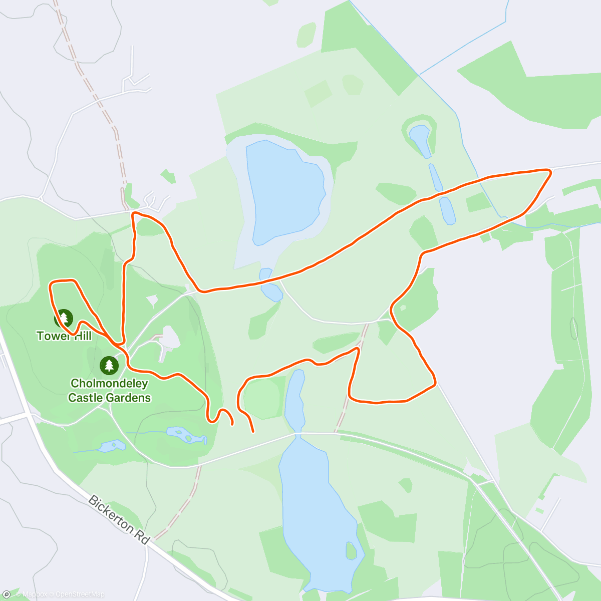Map of the activity, Cholmondeley triathlon run