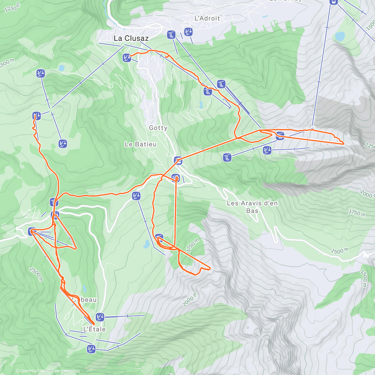 Map of the activity, J4 La Clusaz