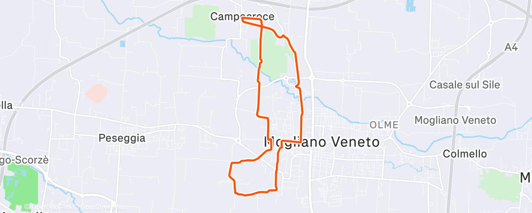 Map of the activity, Corsa dell'ora di pranzo