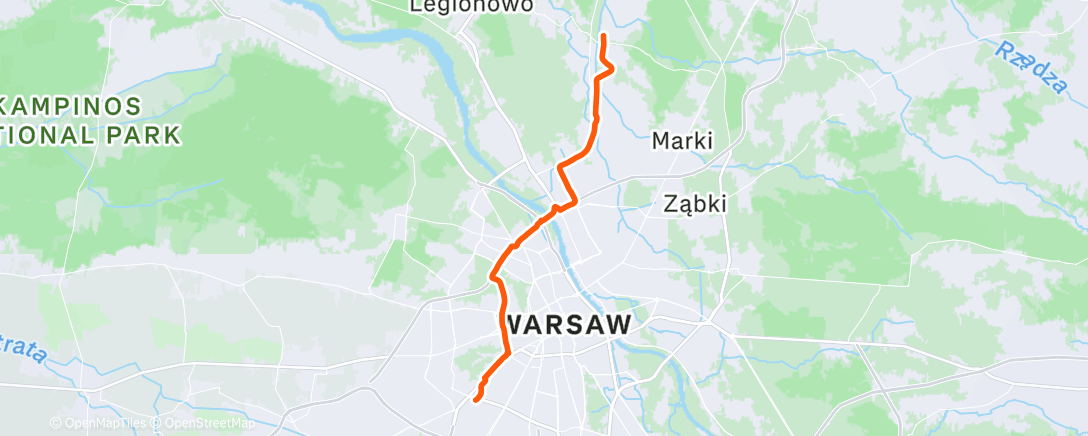 Map of the activity, Evening Ride
