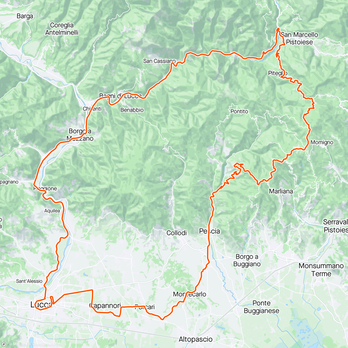 Mapa da atividade, La Lima - Lucca