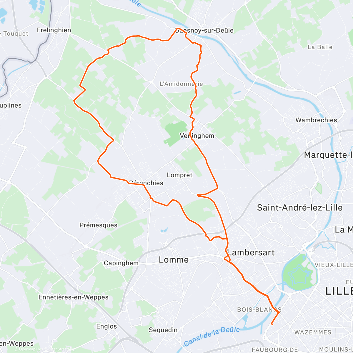 Map of the activity, Sortie vélo dans l'après-midi