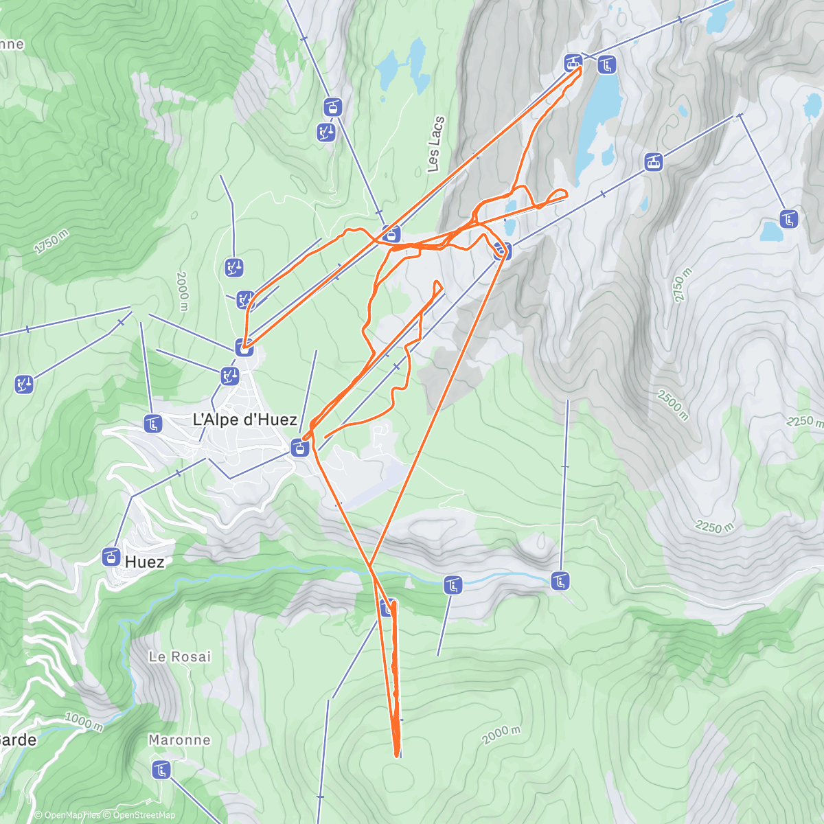 Map of the activity, Ski alpin le midi