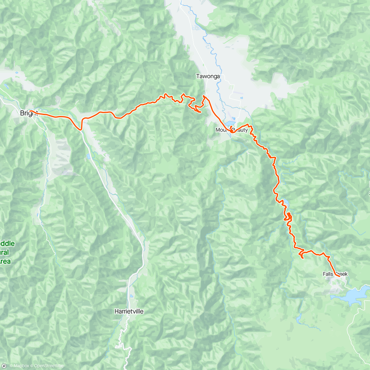 Map of the activity, RH Day 6 Tawonga Gap & Fall Creek