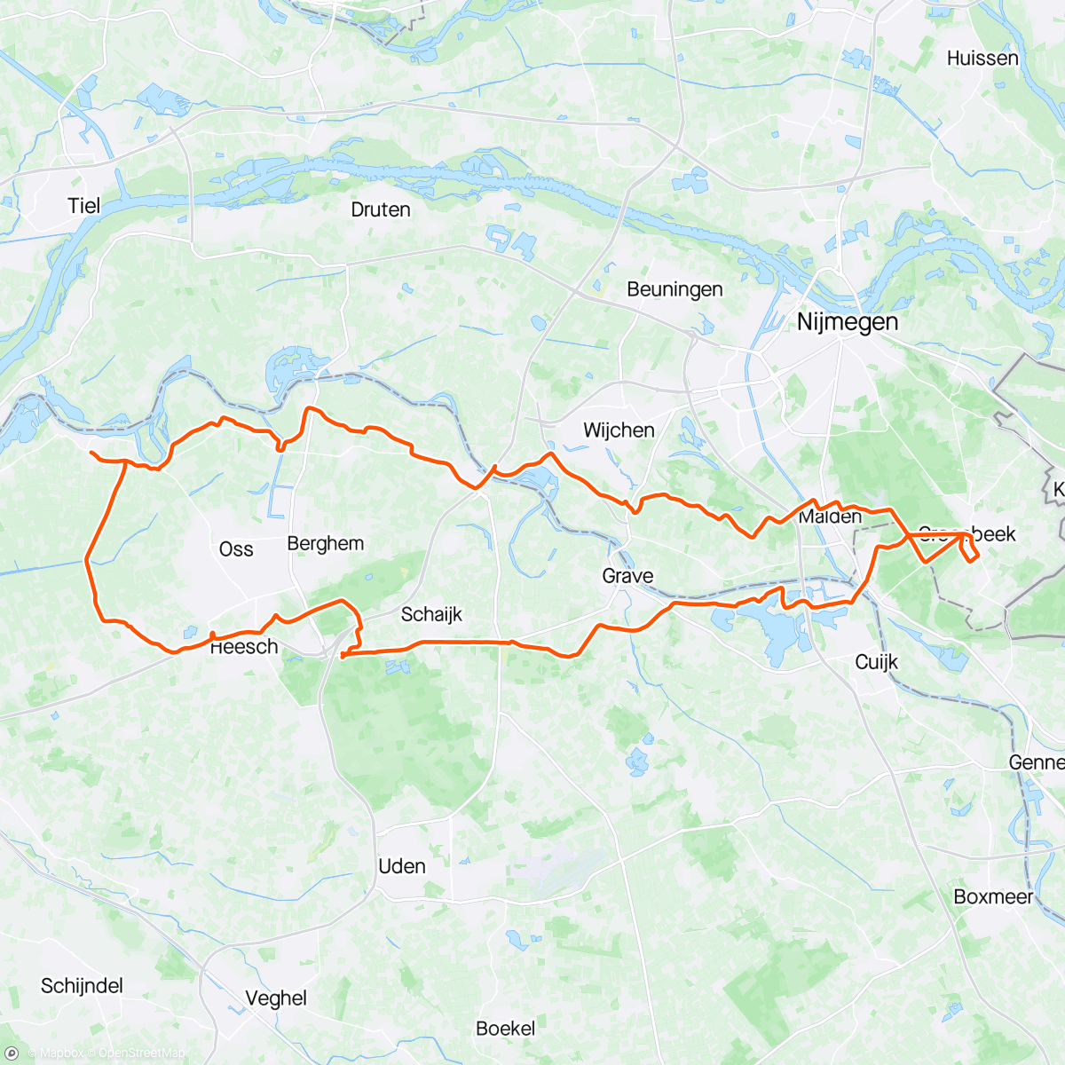 Karte der Aktivität „Rondje Groesbeek vanaf werk”