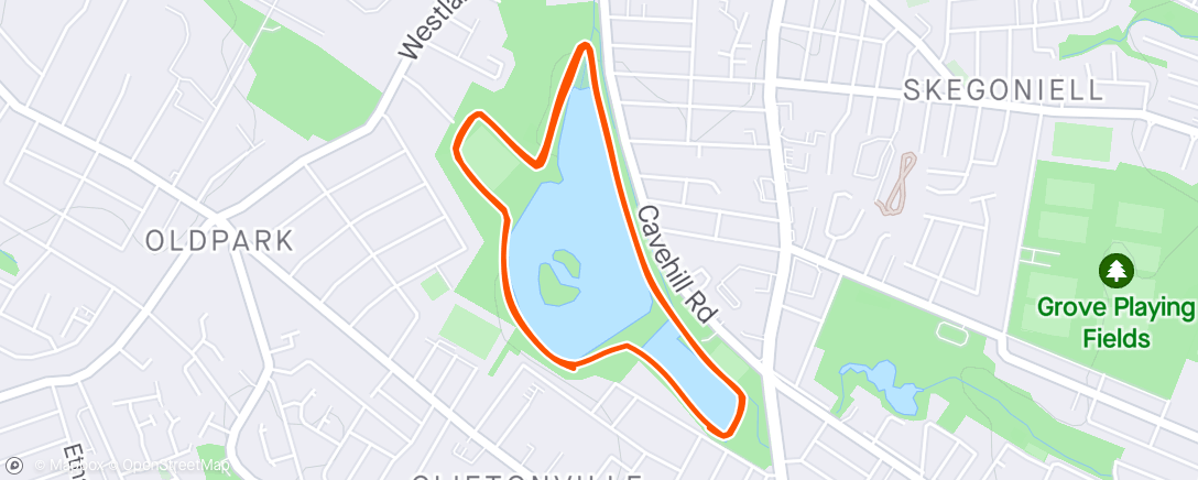 Map of the activity, Waterworks Parkrun