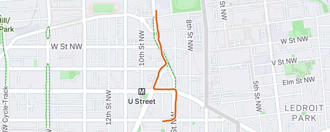 Map of the activity, Evening Run