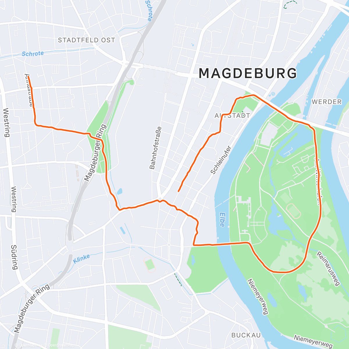 Map of the activity, Lauf am Morgen