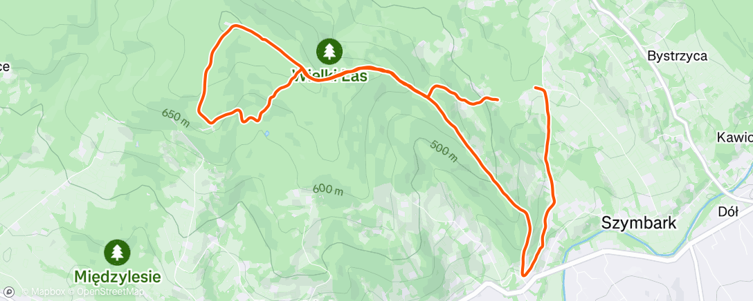 Map of the activity, Evening Trail Run