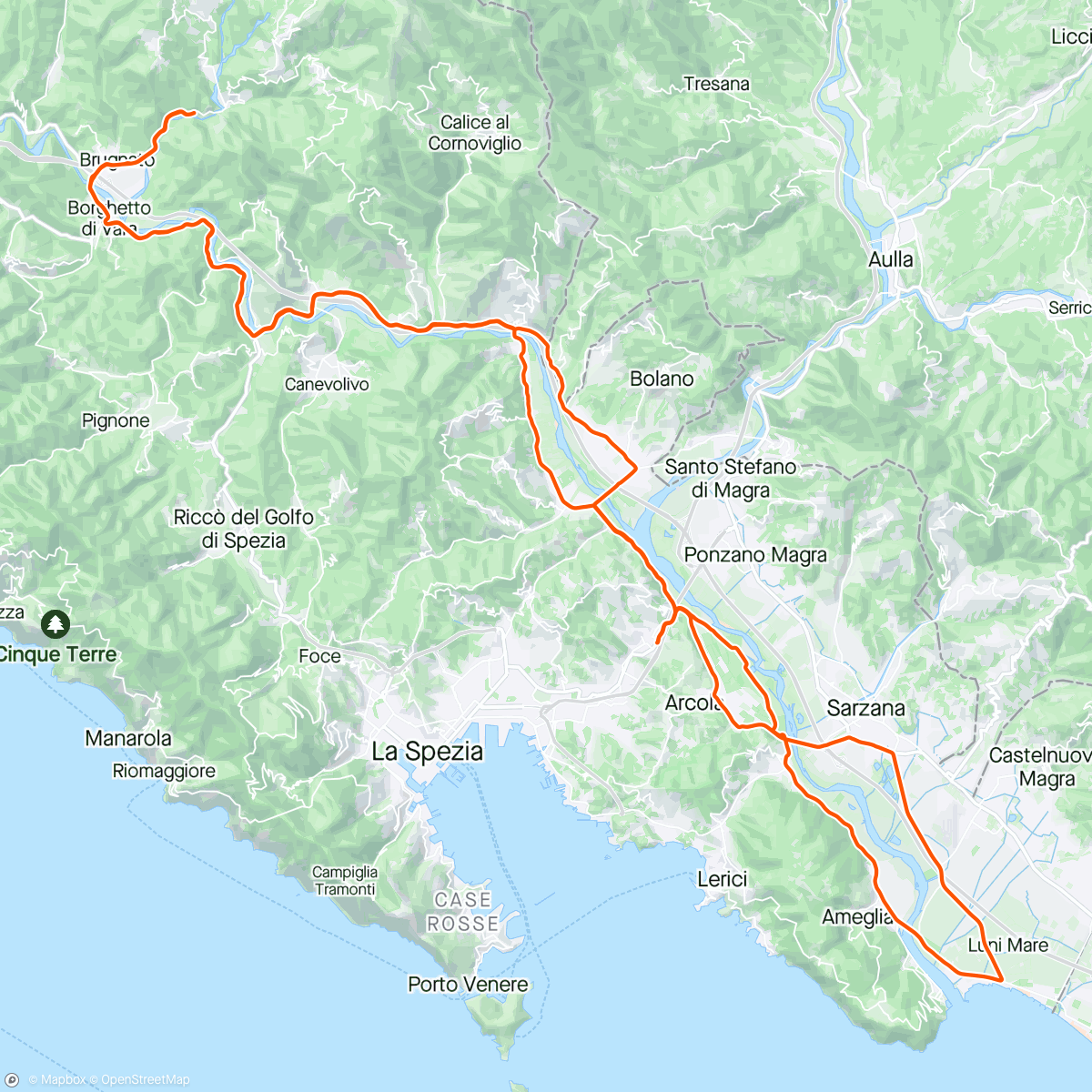 Map of the activity, Marinella,Rocchetta v. sosta Germano ☕️ e rientro