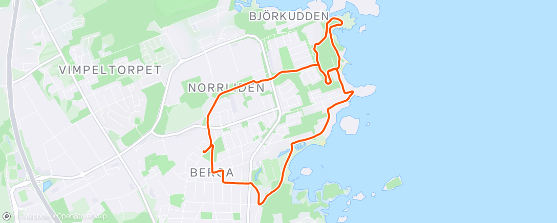 Map of the activity, Evening Run